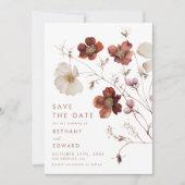 Save The Date Élégant Mariage floral d'automne (Devant)