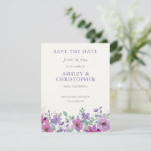Save The Date Élégant Mariage floral de couleur de lavande (Debout devant)