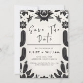 Save The Date Élégant Mariage Floral de Fiesta Cactus (Devant)