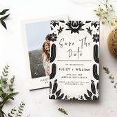 Save The Date Élégant Mariage Floral de Fiesta Cactus