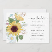 Save The Date Élégant Mariage floral de tournesol (Dos)