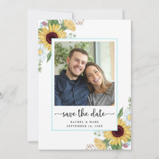 Save The Date Élégant Mariage floral de tournesol