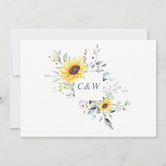 Save The Date Elégant Mariage floral de tournesol Eucalyptus (Dos)