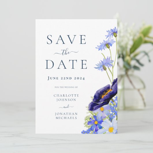 Save The Date Élégant Mariage Floral d'été (Debout devant)