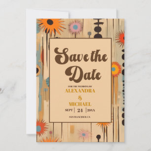 Save The Date Élégant Mariage floral du milieu du siècle