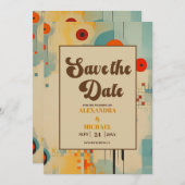 Save The Date Élégant Mariage floral du milieu du siècle (Devant / Derrière)