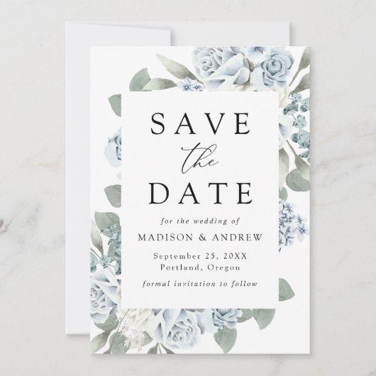 Save The Date Élégant Mariage floral Dusty (Devant)