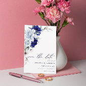 Save The Date Elégant Mariage floral Dusty Blue Navy