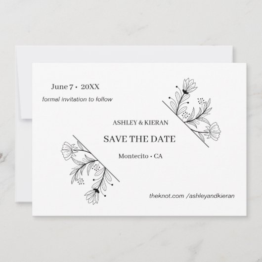 Save The Date Élégant mariage floral Enregistrer la date (Devant)