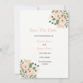 Save The Date Élégant Mariage Floral Enregistrer La Date Invitat (Devant)