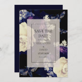 Save The Date Élégant Mariage floral gothique foncé (Devant / Derrière)