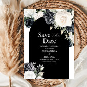 Save The Date Élégant Mariage floral noir et blanc