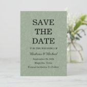Save The Date Élégant Mariage Floral Ornate Sage Vert (Debout devant)
