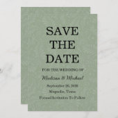 Save The Date Élégant Mariage Floral Ornate Sage Vert (Devant / Derrière)