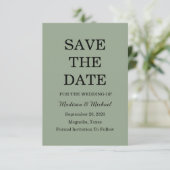 Save The Date Élégant Mariage Floral Ornate Sage Vert (Debout devant)