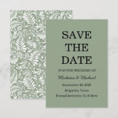Save The Date Élégant Mariage Floral Ornate Sage Vert (Devant / Derrière)