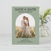 Save The Date Élégant Mariage Floral Ornate Sage Vert (Debout devant)