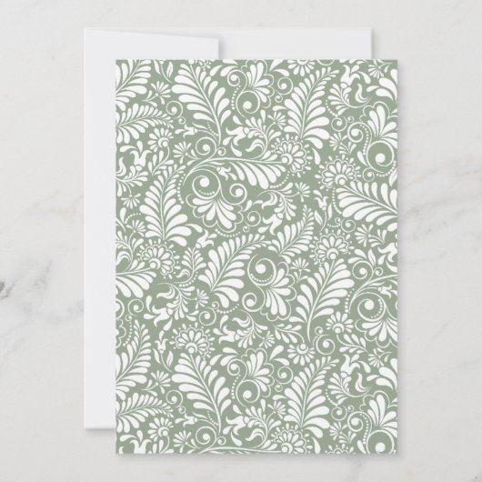 Save The Date Élégant Mariage Floral Ornate Sage Vert (Dos)