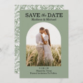 Save The Date Élégant Mariage Floral Ornate Sage Vert (Devant / Derrière)