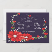 Save The Date Élégant Mariage Floral Purple (Devant)