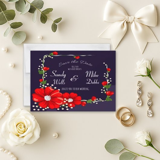 Save The Date Élégant Mariage Floral Purple