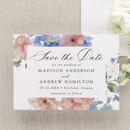 Save The Date Elégant Mariage floral romantique