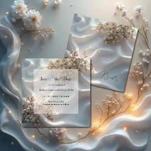 Save The Date Élégant mariage floral romantique de bébé souffle
