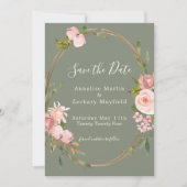 Save The Date Élégant Mariage floral rose pâle (Devant)