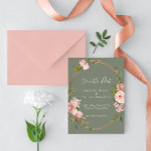 Save The Date Élégant Mariage floral rose pâle