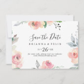 Save The Date Élégant Mariage floral rose pâle (Devant)