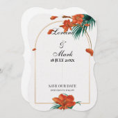 Save The Date Élégant Mariage floral tropical (Devant / Derrière)