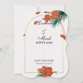 Save The Date Élégant Mariage floral tropical (Devant)