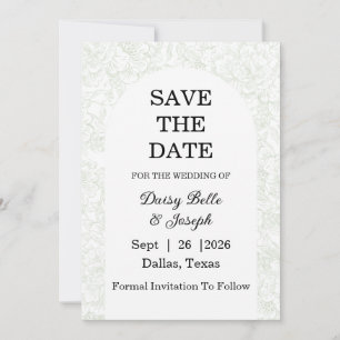 Save The Date Élégant mariage floral vert de chinoiserie