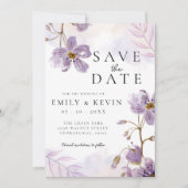 Save The Date Élégant Mariage floral violet clair (Devant)