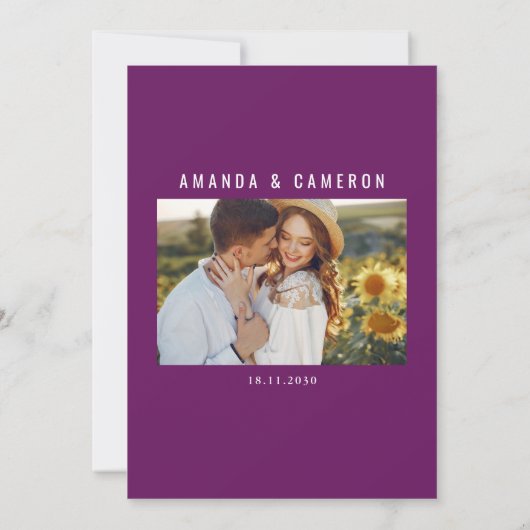 Save The Date Élégant Mariage floral violet rustique (Dos)