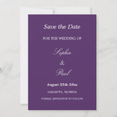 Save The Date Élégant mariage foncé violet Enregistrer la date (Devant)