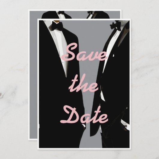 Save The Date Elégant Mariage gay moderne (Devant / Derrière)