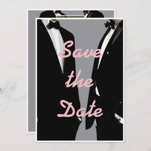 Save The Date Elégant Mariage gay moderne (Devant / Derrière)
