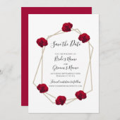 Save The Date Élégant Mariage Géométrique Rouge Rose Enregistrer (Devant / Derrière)