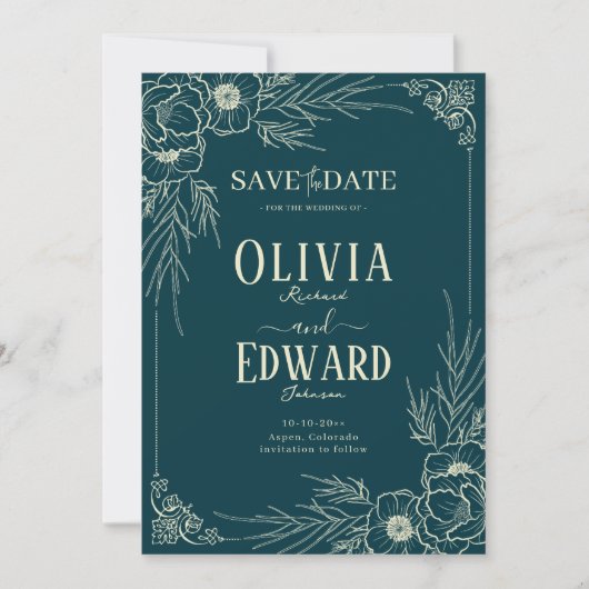 Save The Date Élégant Mariage Gold Frame (Devant)