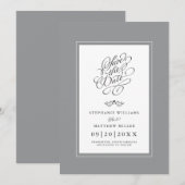 Save The Date Élégant mariage gris calligraphie Imprimable numér (Devant / Derrière)