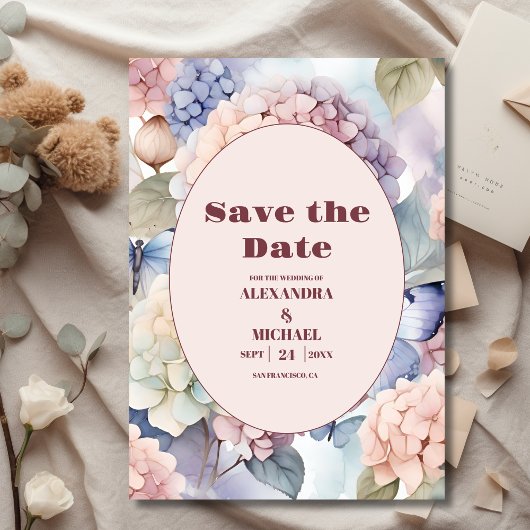 Save The Date Élégant Mariage Hydrangea
