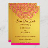 Save The Date Élégant Mariage indien hindou Sa Rose Gold Paisley (Devant / Derrière)