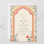 Save The Date Élégant Mariage islamique floral (Devant)