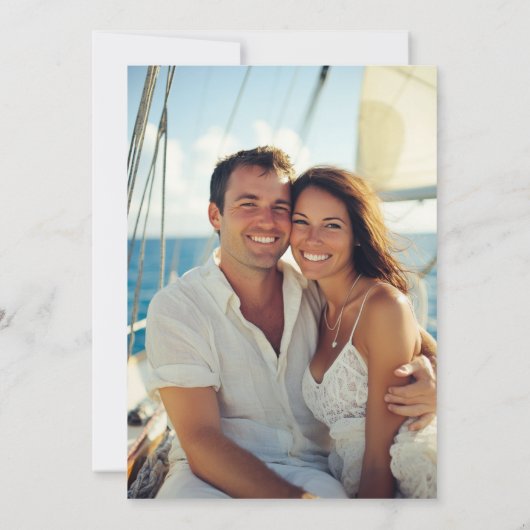 Save The Date Élégant Mariage marin classique crête marine (Dos)