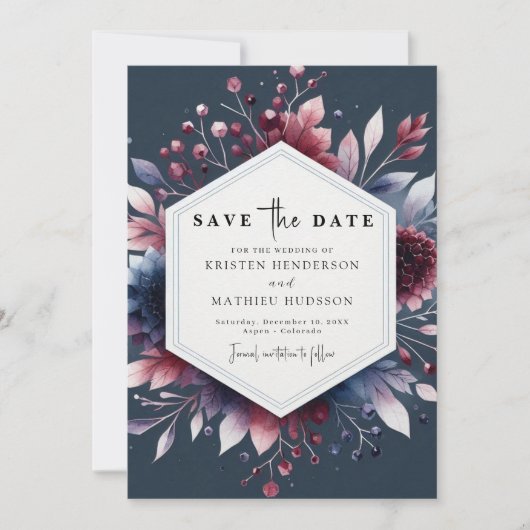 Save The Date Élégant Mariage minimal Bourgogne (Devant)