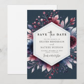 Save The Date Élégant Mariage minimal Bourgogne (Devant / Derrière)