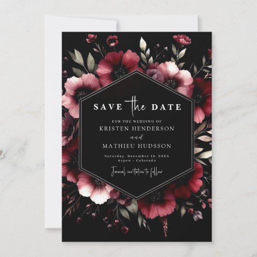Save The Date Élégant Mariage minimal Bourgogne (Devant)