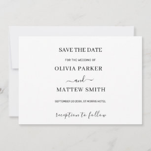 Save The Date Élégant Mariage minimaliste classique blanc