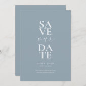 Save The Date Élégant Mariage minimaliste Dusty Blue (Devant / Derrière)